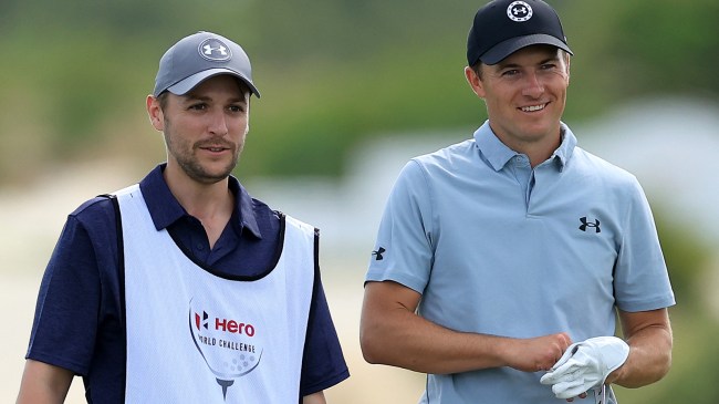 Jordan Spieth and his caddie at the Hero World Challenege