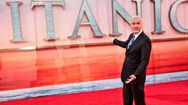 james cameron at a titanic premiere