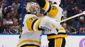 Tristan Jarry Scores Incredibly Rare Goalie Goal With Gorgeous Snipe From His Own Net