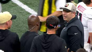 Heated Falcons HC Arthur Smith Curses Out Saints HC Dennis Allen On The Field After Game