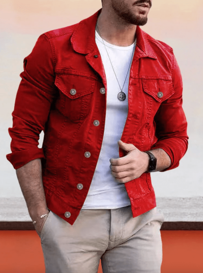 Casual Button Denim Jacket; shop men's outerwear at Coofandy