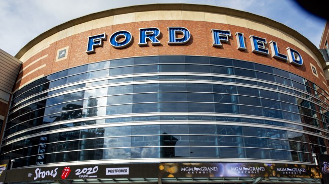 A view from outside Ford Field in Detroit.