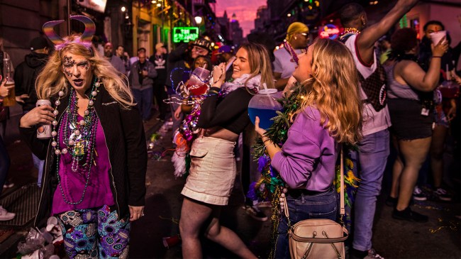 Bourbon Street during Mardi Gras