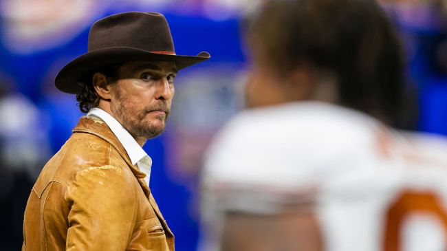 matthew mcconaughey at a texas playoff game