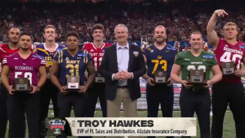 Oklahoma Player Trolls Texas While Being Honored For Community Service During Halftime Of Sugar Bowl