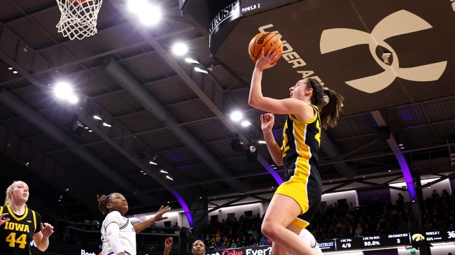 Caitlin Clark 22 of the Iowa Hawkeyes scores her 3403 career point