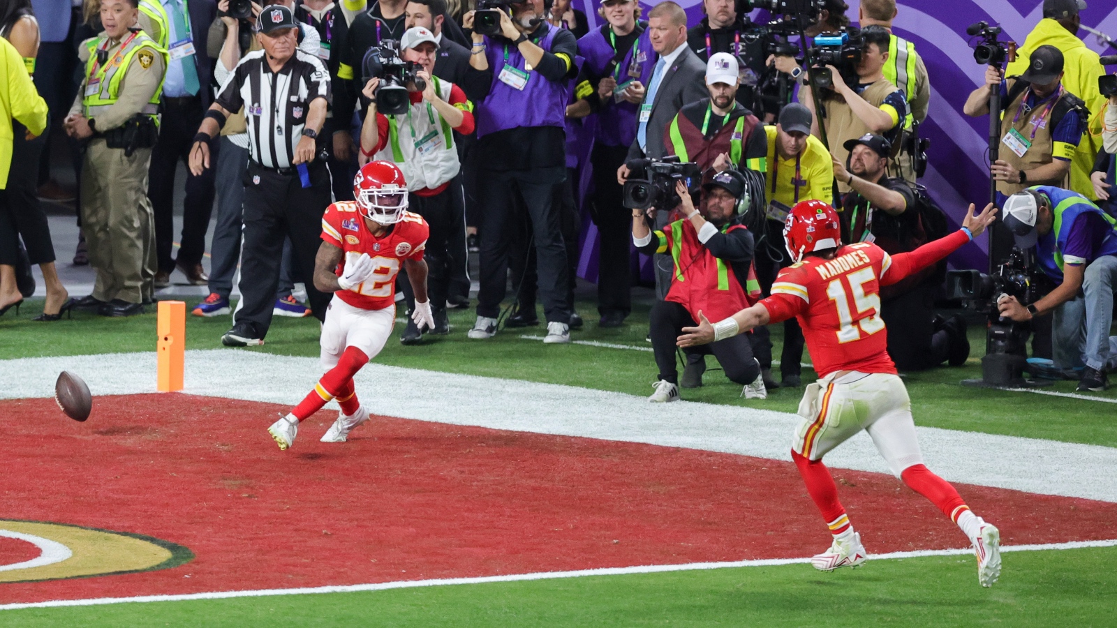 Final play of Super Bowl LVIII Mecole Hardman touchdown and celebration