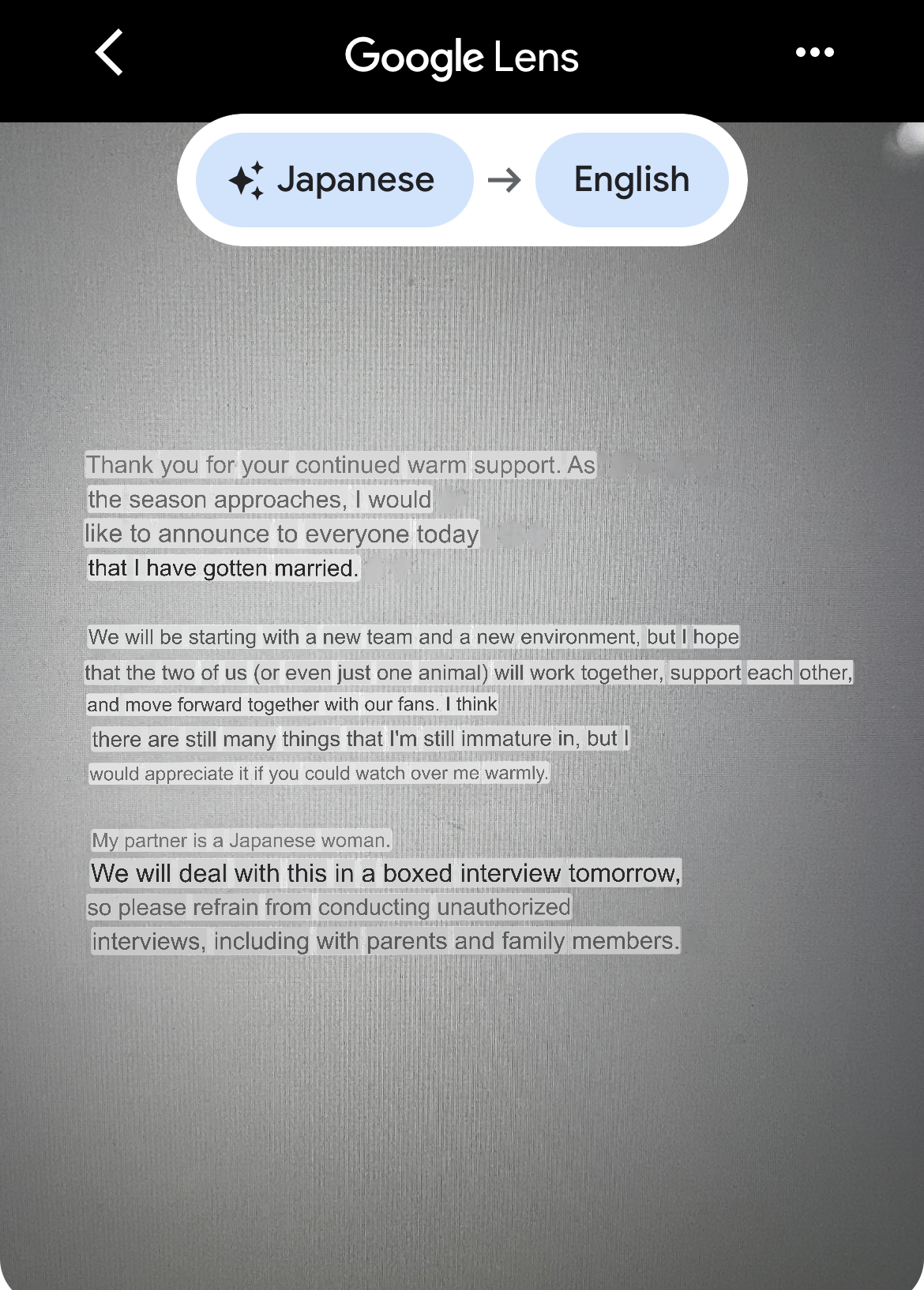 Shohei Ohtani announces marriage