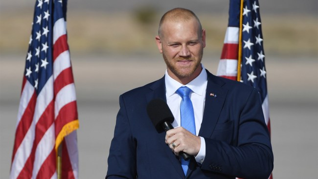 Daniel Rodimer speaks during a rally for Vice President Mike Pence