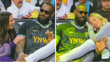 Lakers Owner Jeanie Buss & Her Friend Get Handsy With LeBron James While Sitting Courtside, The Internet Reacts