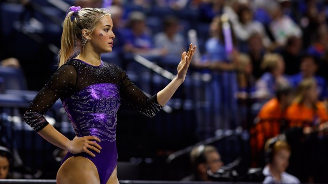 Olivia Dunne of the LSU Tigers competes during a meet