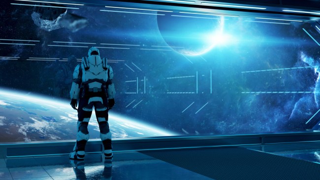 futuristic blue ufo spaceship