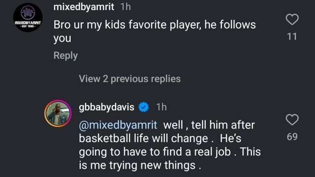 glen davis instagram comment