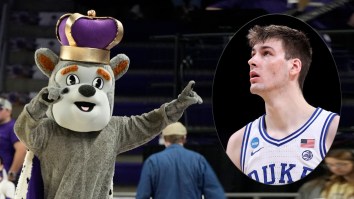 James Madison’s Extremely Naked Mascot Disregards Kyle Filipowski’s Wishes To Troll Duke Villain
