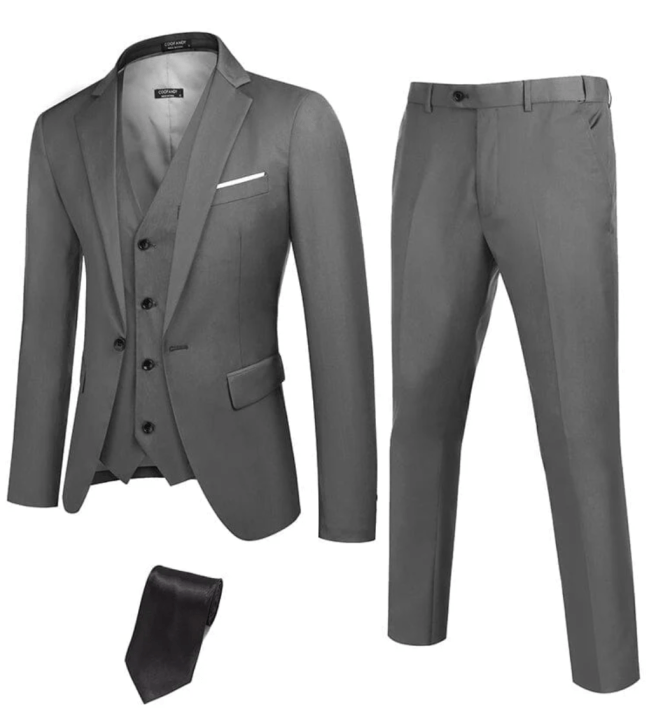 Coofandy Classic 3-Piece Suit Set with Tie