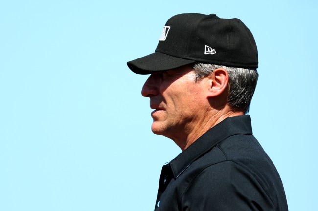 Angel Hernandez on the field before an MLB game.
