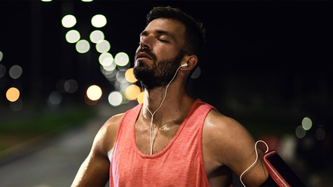 Man resting after night exercise