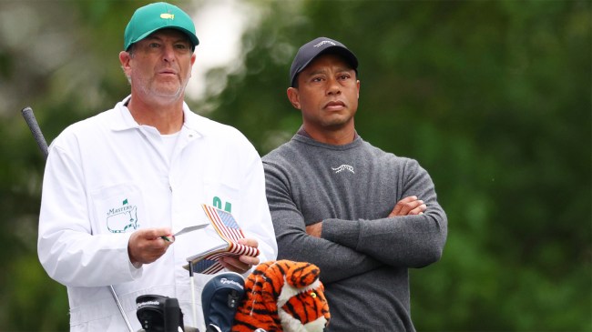 Tiger Woods practice round with caddie Lance Bennett 2024 Masters