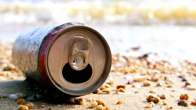 beer can on island beach