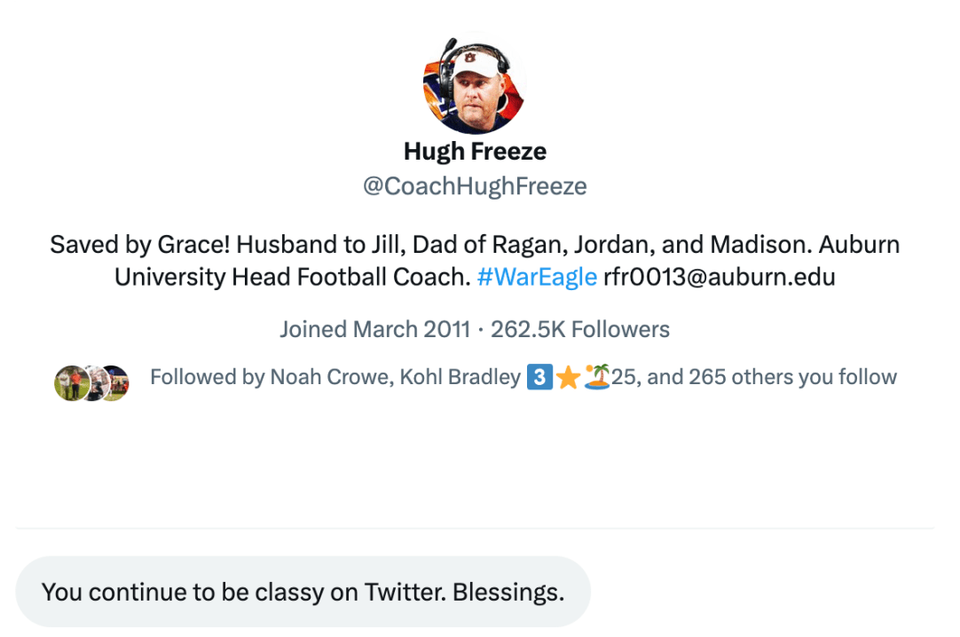 Hugh Freeze DMs