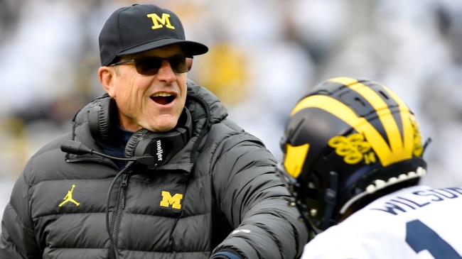 Jim Harbaugh and Michigan WR Roman Wilson