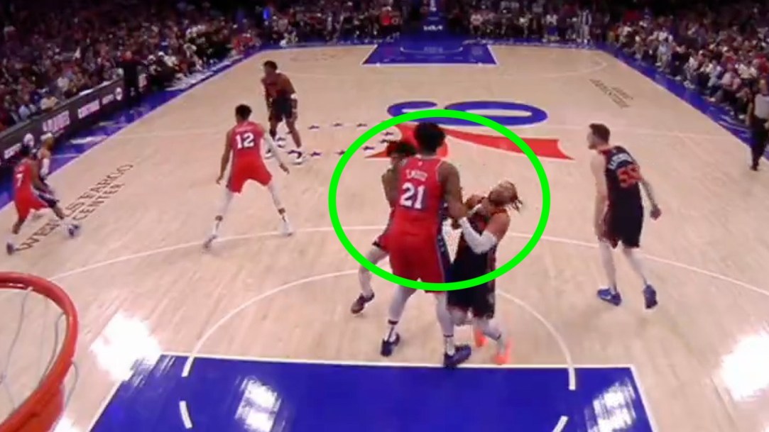Joel Embiid Dirty Elbow Foul