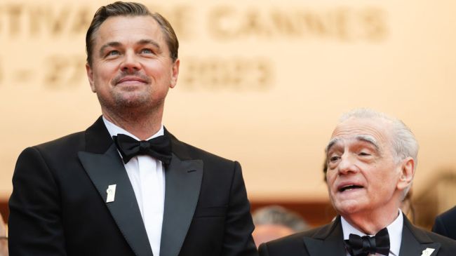 martin scorsese and leonardo dicaprio in tuxedos