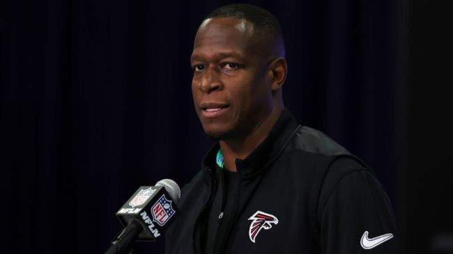 raheem morris speaking to reporters