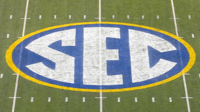 SEC logo on football field