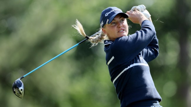 LPGA star Charley Hull tees off at the Chevron Championship.