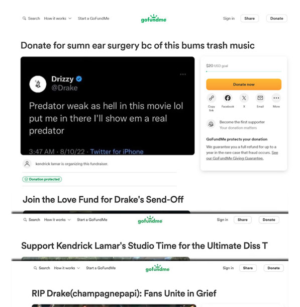 drake kendrick lamar gofundme pranks