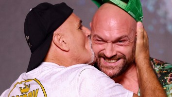 Tyson Fury’s Dad Has Face Covered In Blood After Headbutting Member Of Oleksandr Usyk’s Entourage Ahead Of Fight