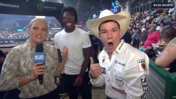 Teenage Bull Riding Phenom Hits ‘Heisman’ Pose In Front Of Travis Hunter Jr. After Winning $35,000