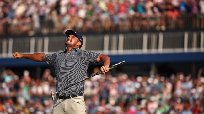 Bryson DeChambeau celebrates after winning the US Open.