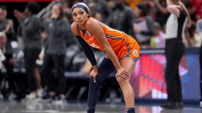 Connecticut Sun guard DiJonai Carrington on the floor vs. the Indiana Fever.