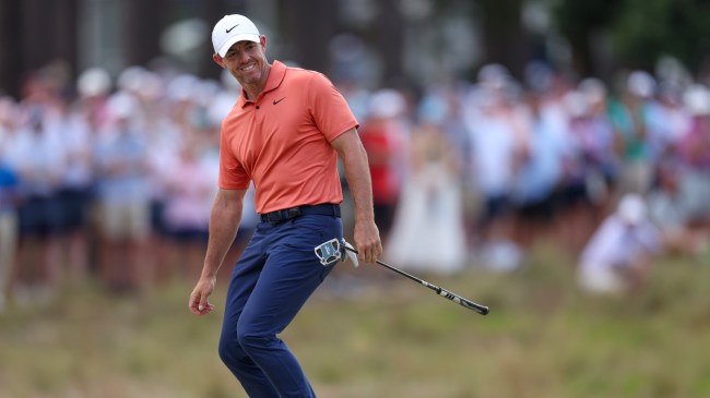 Rory McIlroy reacts after missing a putt at the US Open.