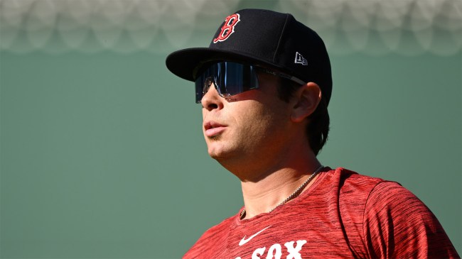 Triston Casas 36 of the Boston Red Sox walks onto the field