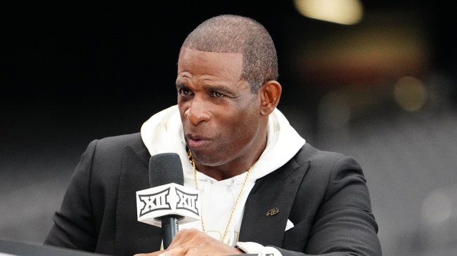 Deion Sanders speaks at Big 12 media days.