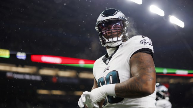 Eagles DL Jalen Carter walks off the field.