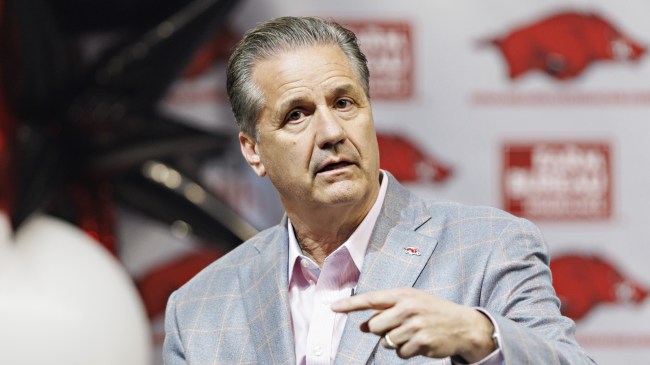 John Calipari speaks at his Arkansas introductory press conference.