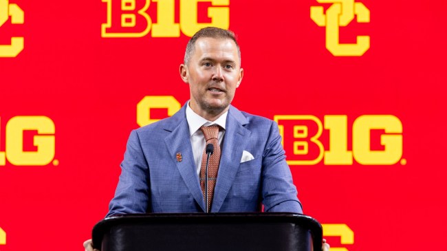 USC coach Lincoln Riley speaks at Big Ten media days.
