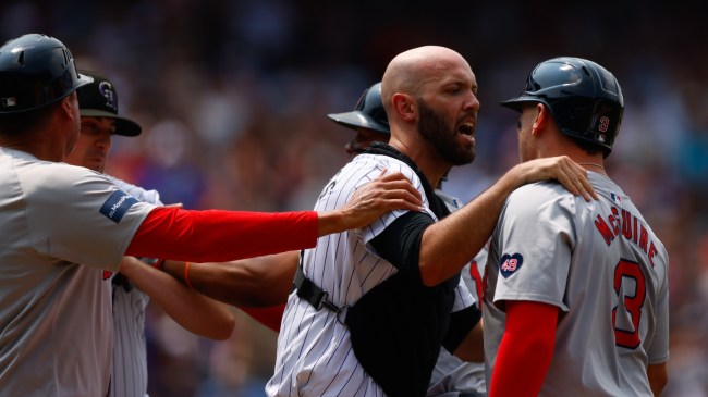 Benches clear during a game between the Rockies and Red Sox.