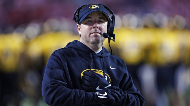 Eli Drinkwitz on the sidelines during a Missouri football game.