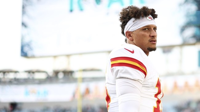 Patrick Mahomes on the field for the Kansas City Chiefs.