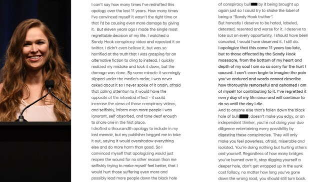 ronda rousey apology