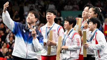 North Korean Olympians Reportedly In Hot Water For Smiling In A Selfie On The Podium In Paris