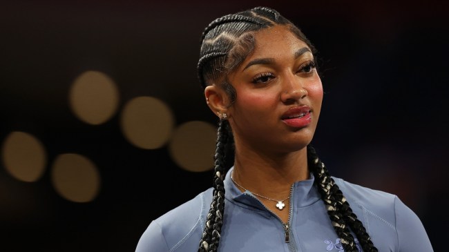 Angel Reese before a game between the Chicago Sky and Atlanta Dream.