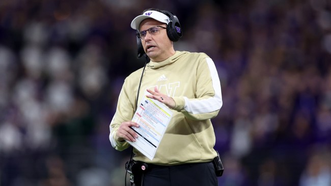 Washington football coach Jedd Fisch on the sidelines.