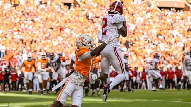 Alabama WR Ryan Williams catches a touchdown pass vs. Tennessee.