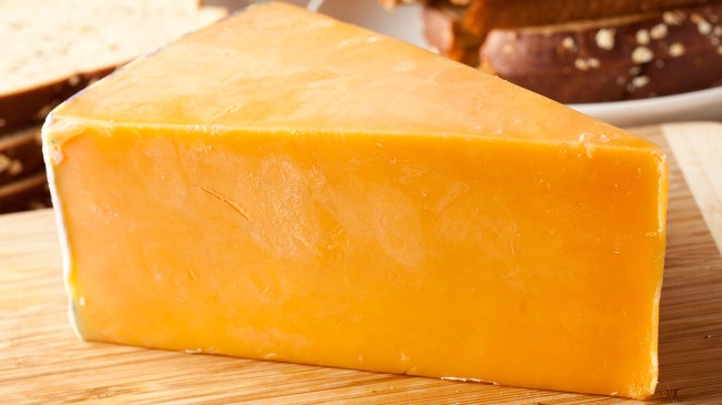 wedge of cheddar cheese